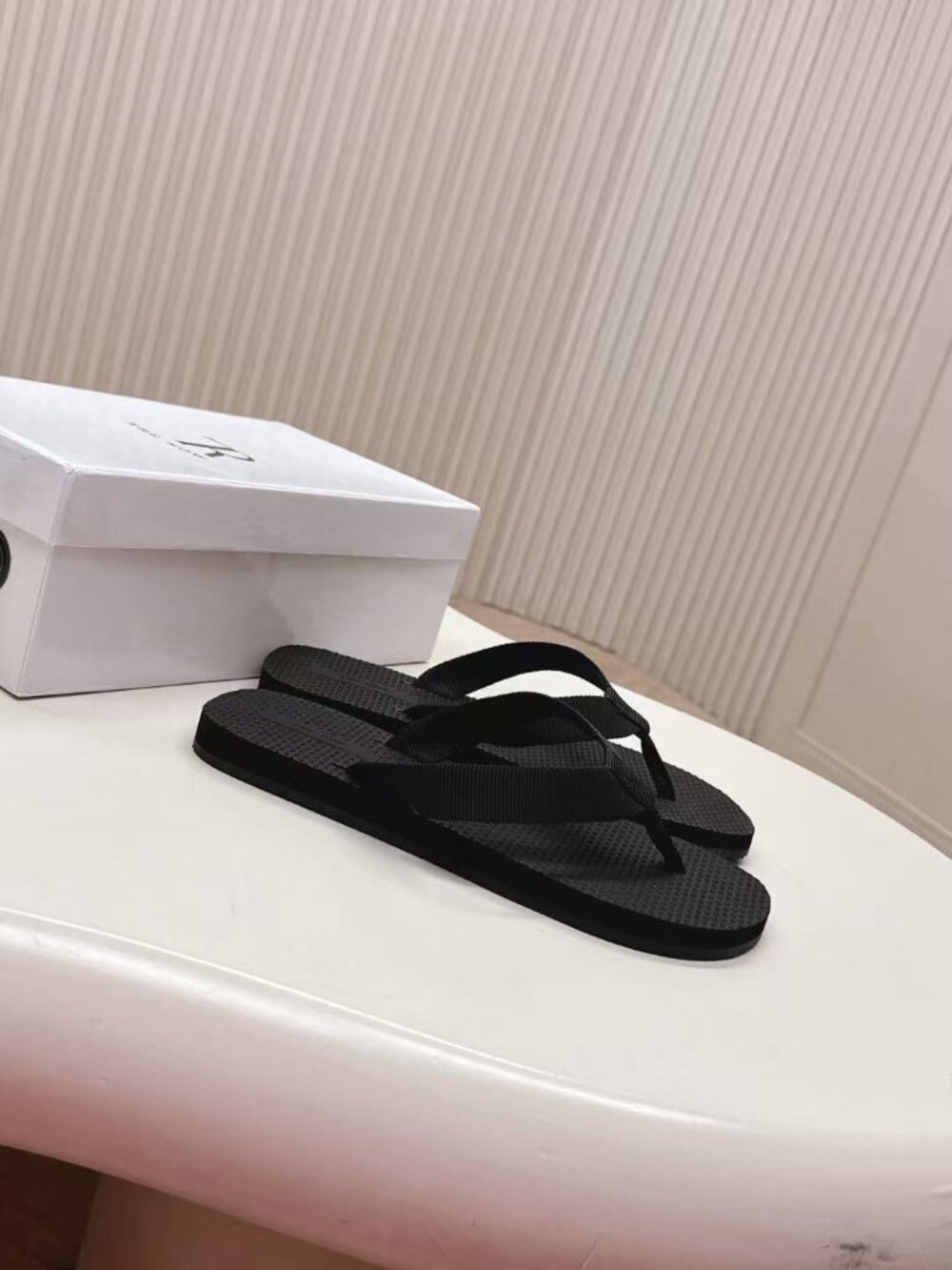 The Row Black Ribbed Strap Flip Flops - Picture 6 of 6